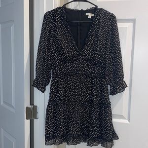 Miami Black Pattern Sleeve Mini Dress